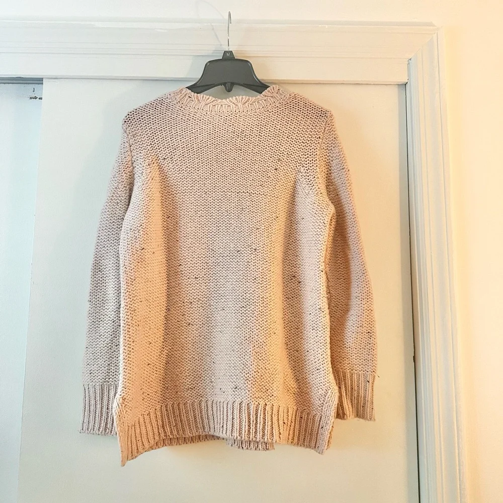 Ann Taylor Chunky Knit Scalloped Pink Sweater